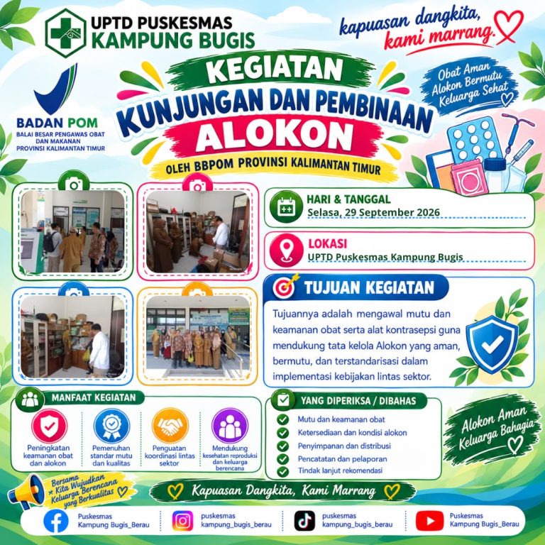 Menjaga Mutu Kesehatan: BPOM Tinjau UPTD Puskesmas Kampung Bugis untuk Penguatan Tata Kelola Alokon